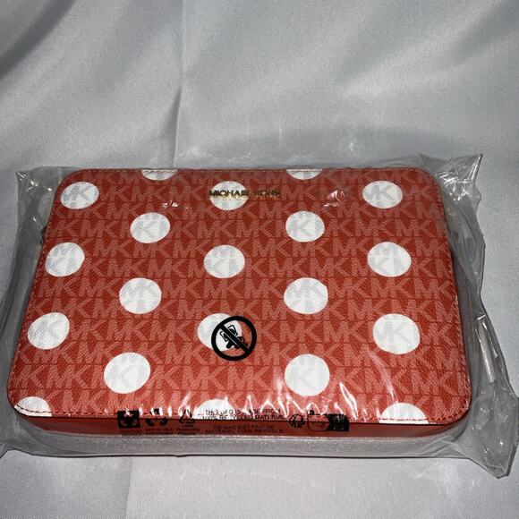 Michael Kors Jet Set Item Crossbody Bag Polka Dots Red Clay Still Factory Sealed - Picture 1 of 9